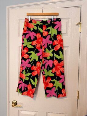 Cambridge Dry Goods Pants (Black with Flowers)- Size 12